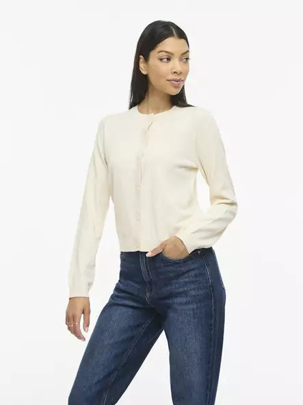 VILA VILOLLO Lyhyt Neuletakki Napituksella - Neuletakit - 26114112172SANDSH - 1