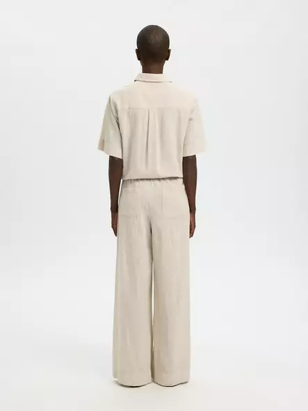 SELECTED FEMME SLFLUISA Leveälahkeiset Pellavasekoitehousut - Pitkät housut - 26216099901SANDSH - 2