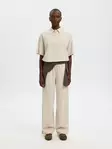 SELECTED FEMME SLFLUISA Leveälahkeiset Pellavasekoitehousut - Pitkät housut - 26216099901SANDSH - 1