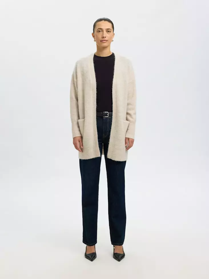 SELECTED WOMEN SLWLULU Perusmallinen Neuletakki Taskuilla - Neuletakit - NOS16085216BIRCH - 1