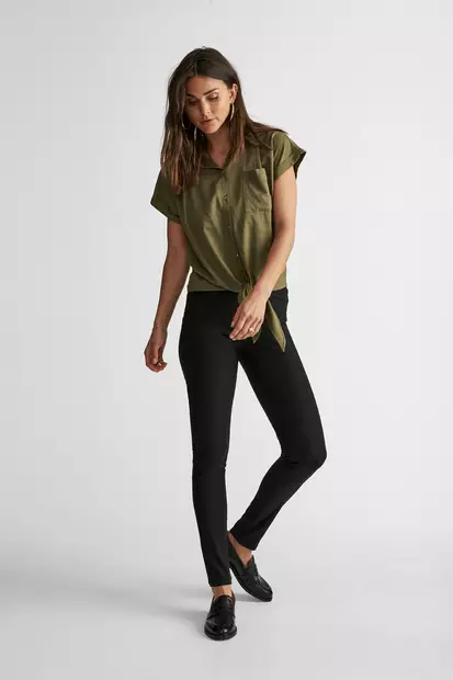 Freequent Shantal Korkeavyötäröiset Stretch Housut - Pitkät housut - NOS111200BLACK - 1