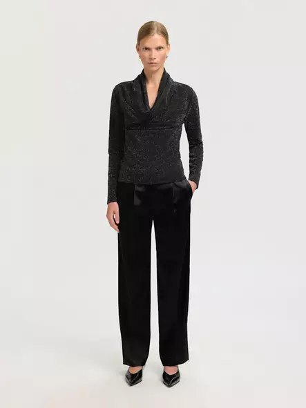 SELECTED WOMAN Sandra Pusero Poimutetulla Kauluksella - Neulospaidat - 25616099564BLACK - 1