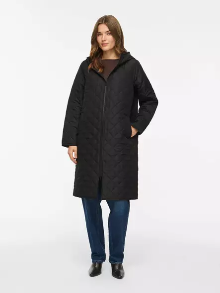 VILA VITATE Hupullinen Pitkä Tikattu Takki - Kevyttakit ja Liivit - NOS14116549BLACK - 1