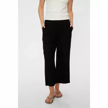 FREE/QUENT Lava Pellavahousut 7/8-lahje - Cropped, 7/8 -lahje - NOS122504BLACK - 2