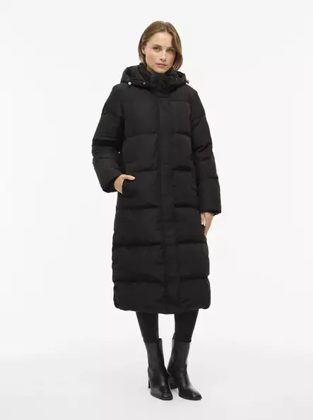VILA VISTARI Pitkä Hupullinen Untuvatakki - Untuvatakit - NOS14105362BLACK - 1