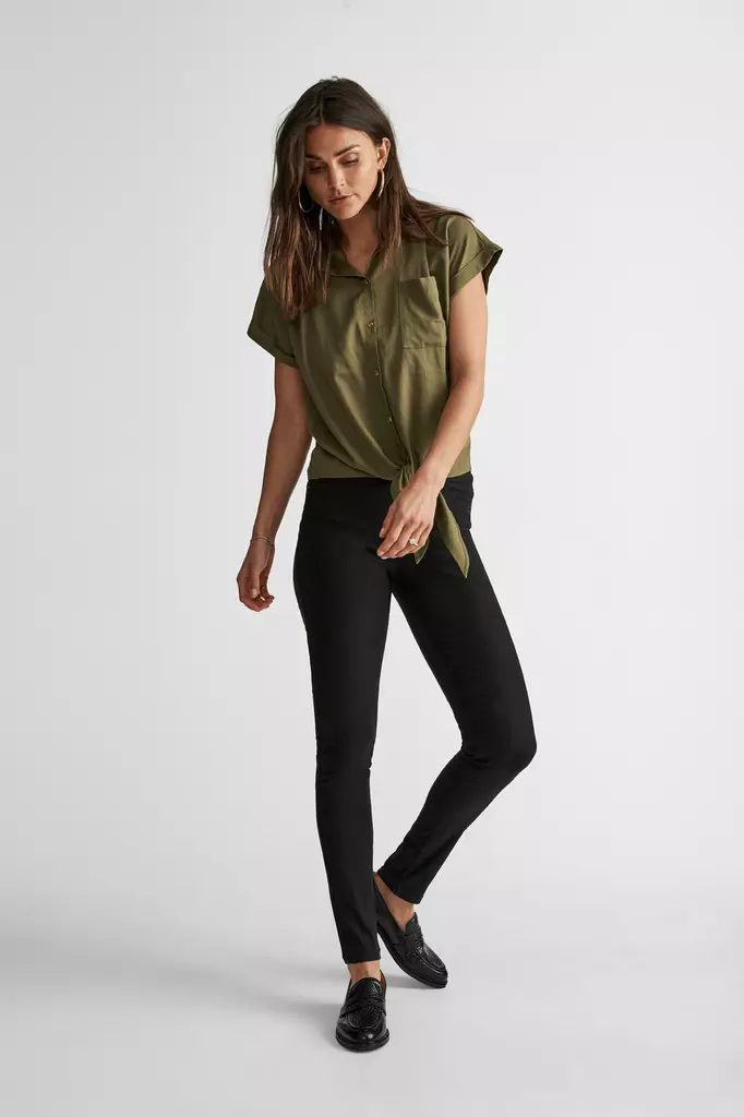 Freequent Shantal Korkeavyötäröiset Stretch Housut - Pitkät housut - NOS111200BLACK - 1