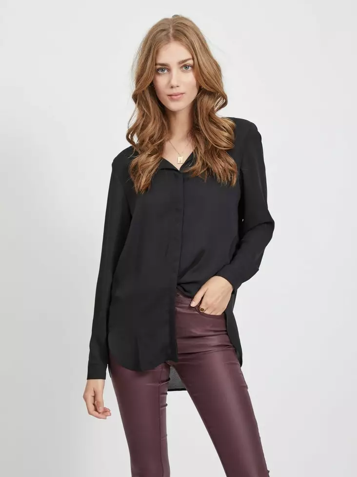 VILA VILUCY Halkiokauluksinen Paita - Kangaspaidat - NOS14044253BLACK - 1