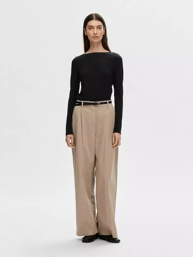 SELECTED FEMME Cora Pitkähihainen Käännettävä T-Paita - Trikoopaidat ja Collegepaidat - NOS16094364BLACK - 1