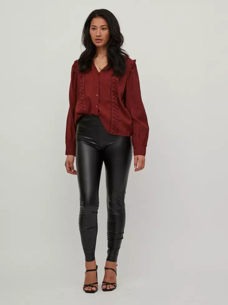 VILA Barb Pinnoitetut Korkeavyötäröiset Leggingsit - Legginsit - NOS14074751BLACK - 1