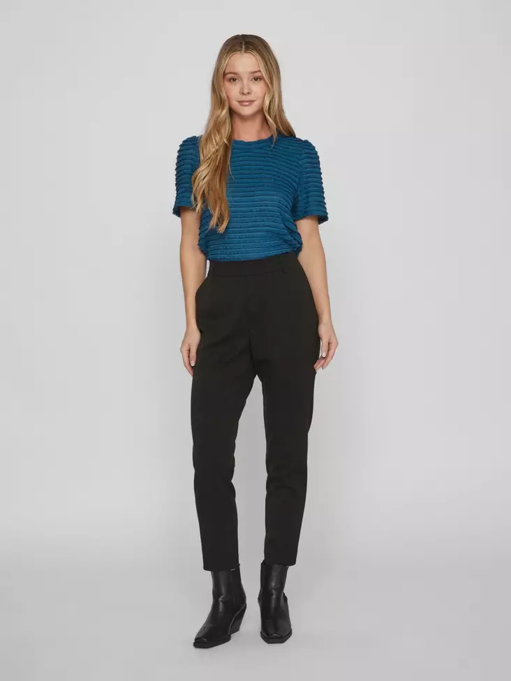 VILA Varone Korkeavyötäröiset Housut - Cropped, 7/8 -lahje - NOS14087406BLACK - 1