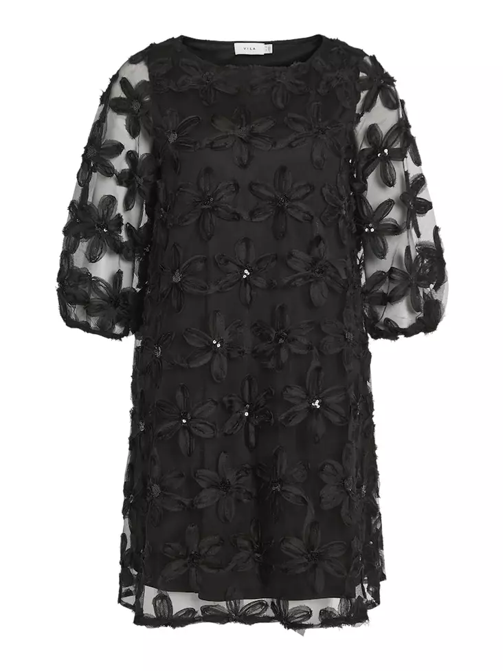 VILA VIFLORA Lyhyt Kukkakuvioitu Mekko - Kangasmekot - 24614103451BLACK - 1