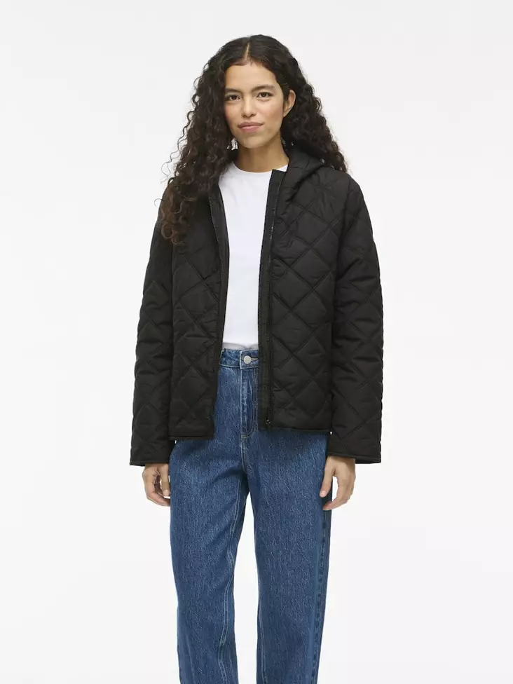 VILA Guila Hupullinen Tikattu Takki - Kevyttakit ja Liivit - 25514111823BLACK - 1