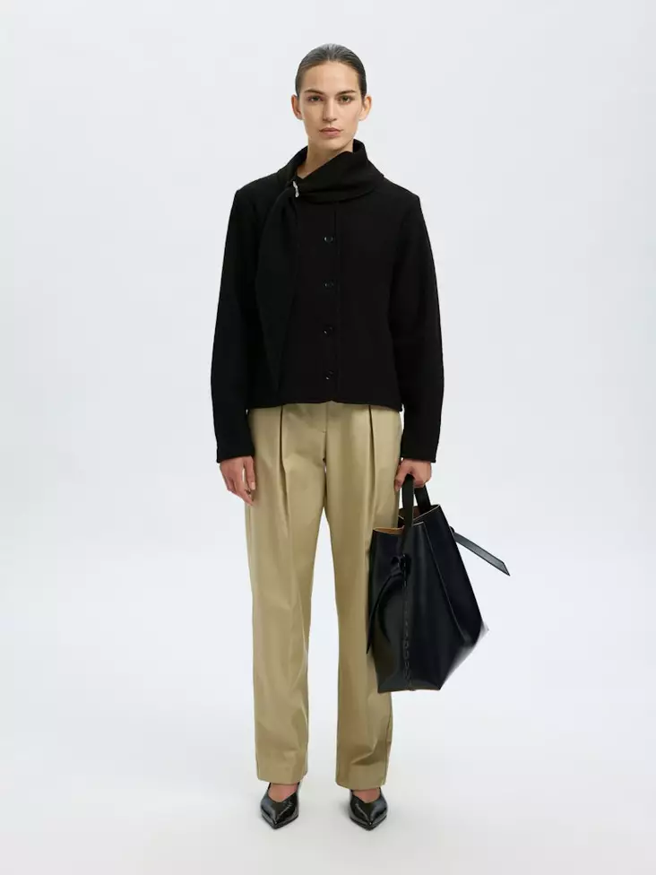 SELECTED FEMME Darla Lyhyt Neuletakki Napituksella - Neuletakit - 25516098827BLACK - 1