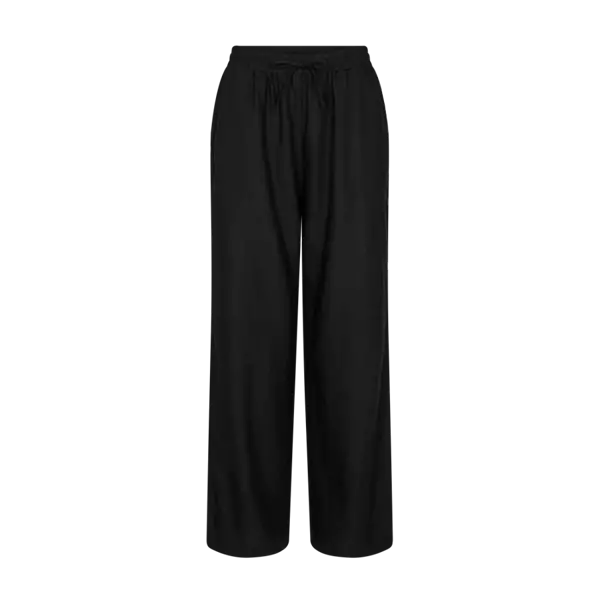 FREE/QUENT Lava Korkeavyötäröiset Pellavahousut - Pitkät housut - NOS127405BLACK - 1