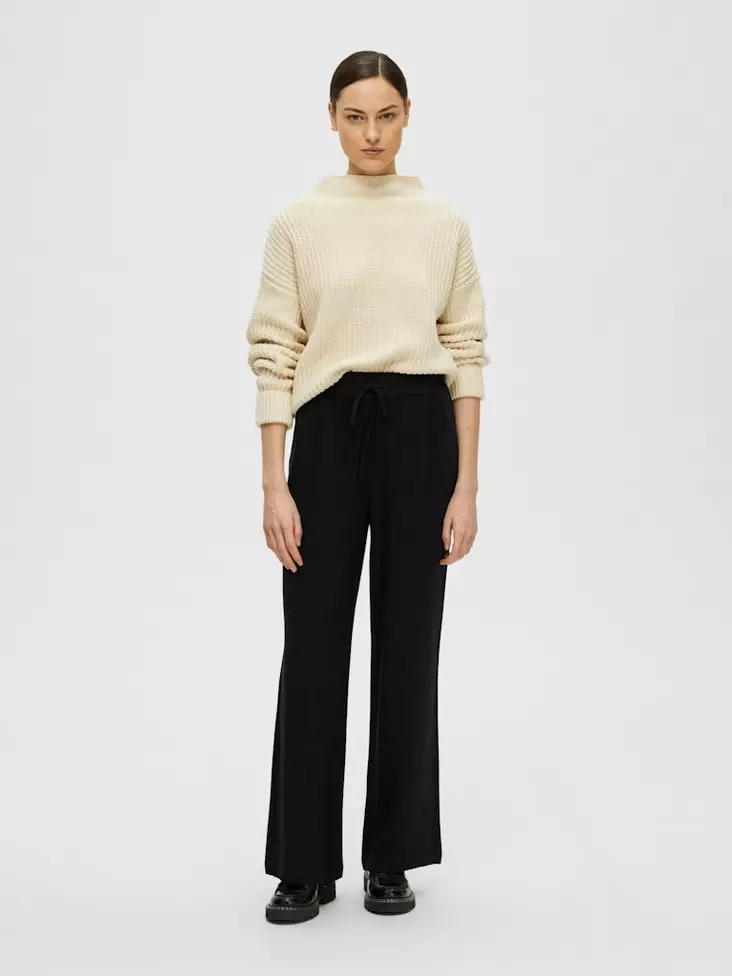 SELECTED FEMME Viva Gulia Korkeavyötäröiset Pitkät Housut - Pitkät housut - NOS16089062BLACK - 1