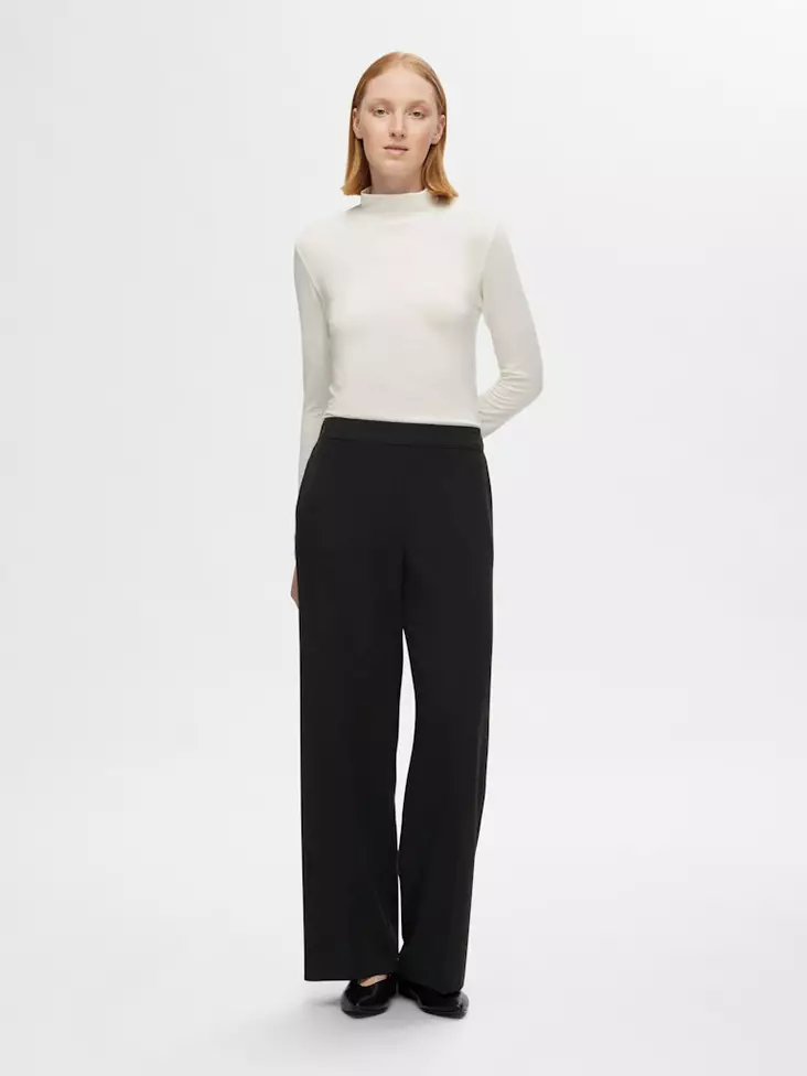 SELECTED FEMME Emma-Tara Leveälahkeiset Housut - Pitkät housut - NOS16094122BLACK - 1