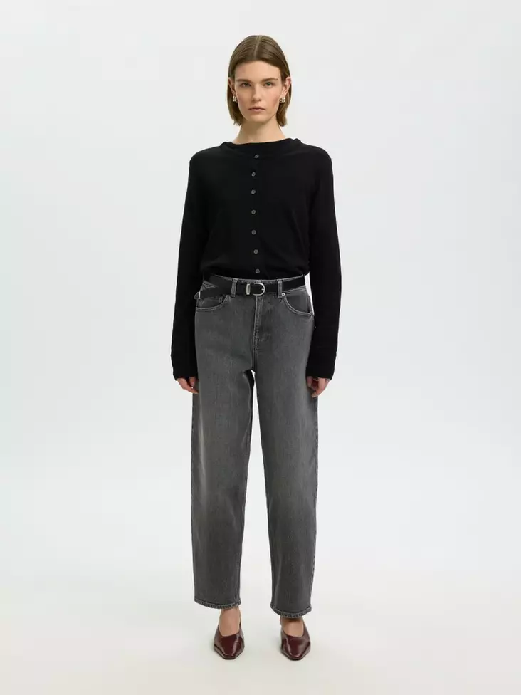 SELECTED WOMEN SLWTHEA Napitettava Merinovillaneuletakki - Neuletakit - NOS16098148BLACK - 1