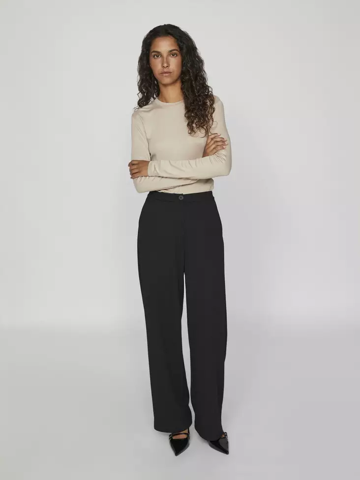 VILA Clava Korkeavyötäröiset Housut - Pitkät housut - 99914100196BLACK - 1