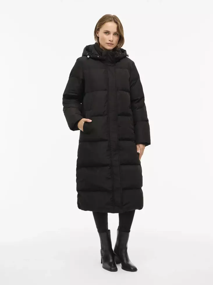 VILA VISTARI Pitkä Hupullinen Untuvatakki - Untuvatakit - NOS14105362BLACK - 1