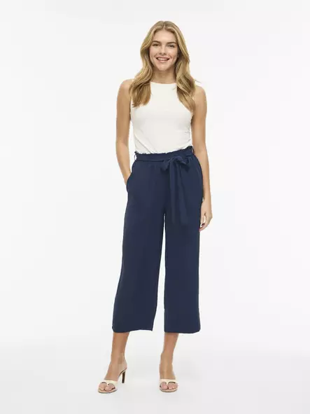 VILA VIJOSA Korkeavyötäröiset Culottes Housut - Cropped, 7/8 -lahje - NOS14100306NAVYBL - 1