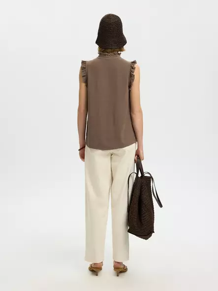 SELECTED WOMEN SLWVIVA Röyhelötoppi - Kangaspaidat - 26216096447CHOCOL - 2