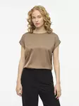 VILA VIELLETTE Kiiltävä Lyhythihainen Toppi - Trikoopaidat ja Collegepaidat - NOS1405956FOSSIL - 2