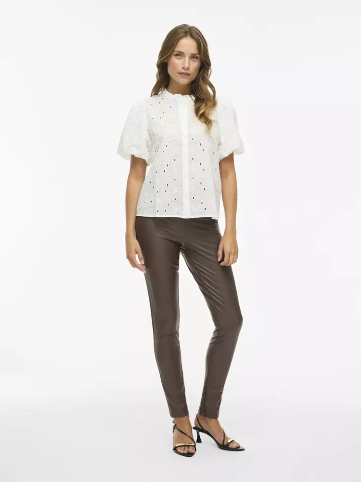 VILA Saffron Pinnoitetut Housut Korkeavyötärö - Pitkät housut - 25514111306CHOCOL - 1