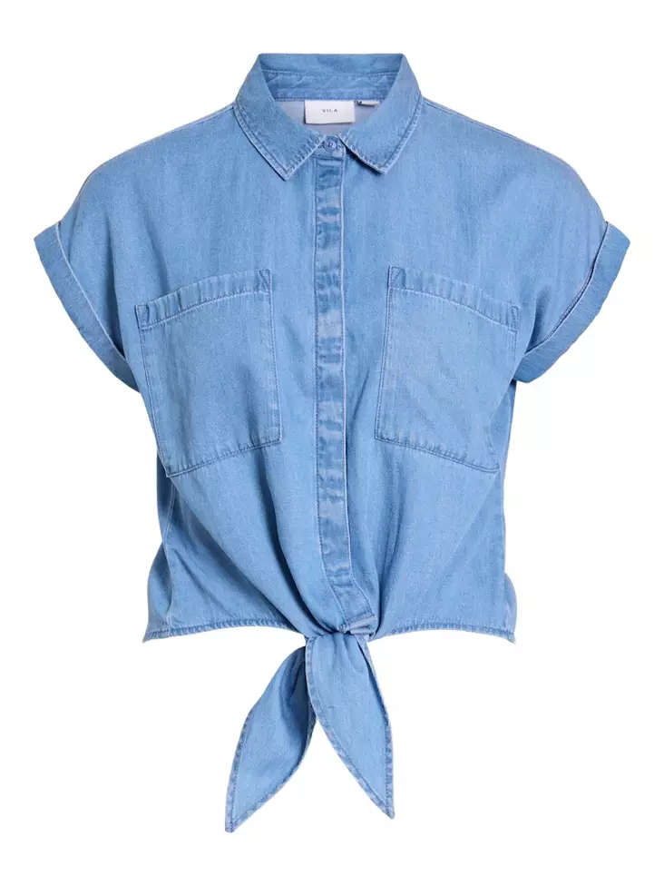 VILA Nea Solmittava Lyhythihainen Denim Paita - Kangaspaidat - 25314106797MEDIUM - 1