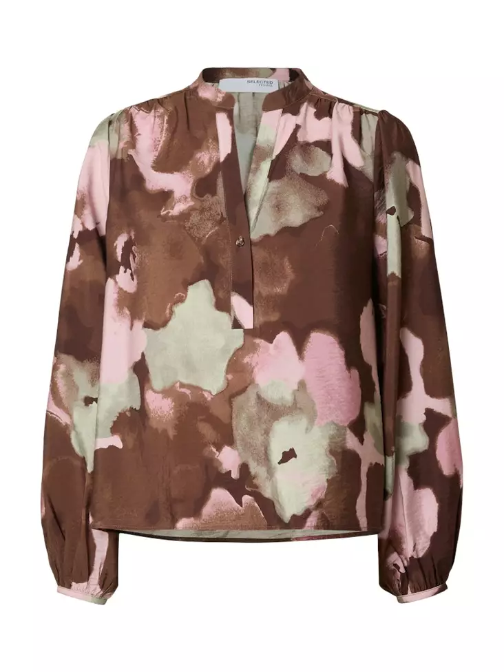 SELECTED FEMME Mariette Pitkähihainen Viskoosipusero - Kangaspaidat - 25416092374CHESTN - 1