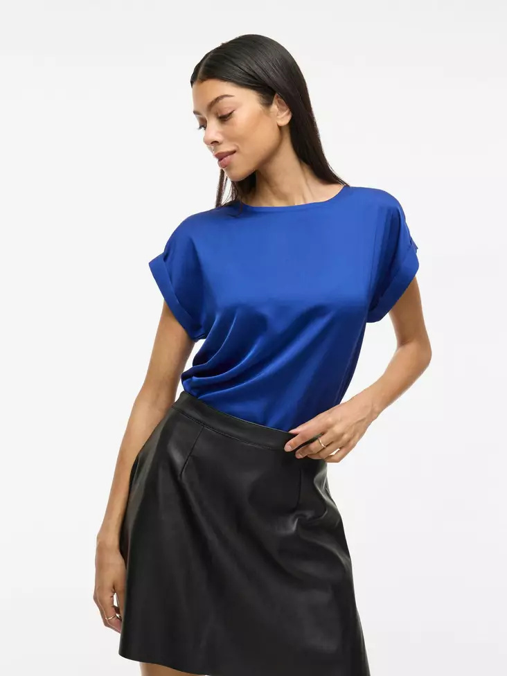 VILA Ellette Kiiltävä Lyhythihainen Toppi - Trikoopaidat ja Collegepaidat - NOS1405956MAZARIN - 1