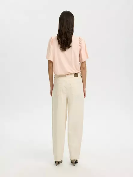 SELECTED WOMEN SLWPENELOPE Lyhyhihainen Puuvillapaita - Trikoopaidat ja Collegepaidat - NOS16093306PALEDO - 2