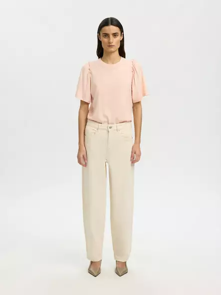 SELECTED WOMEN SLWPENELOPE Lyhyhihainen Puuvillapaita - Trikoopaidat ja Collegepaidat - NOS16093306PALEDO - 1