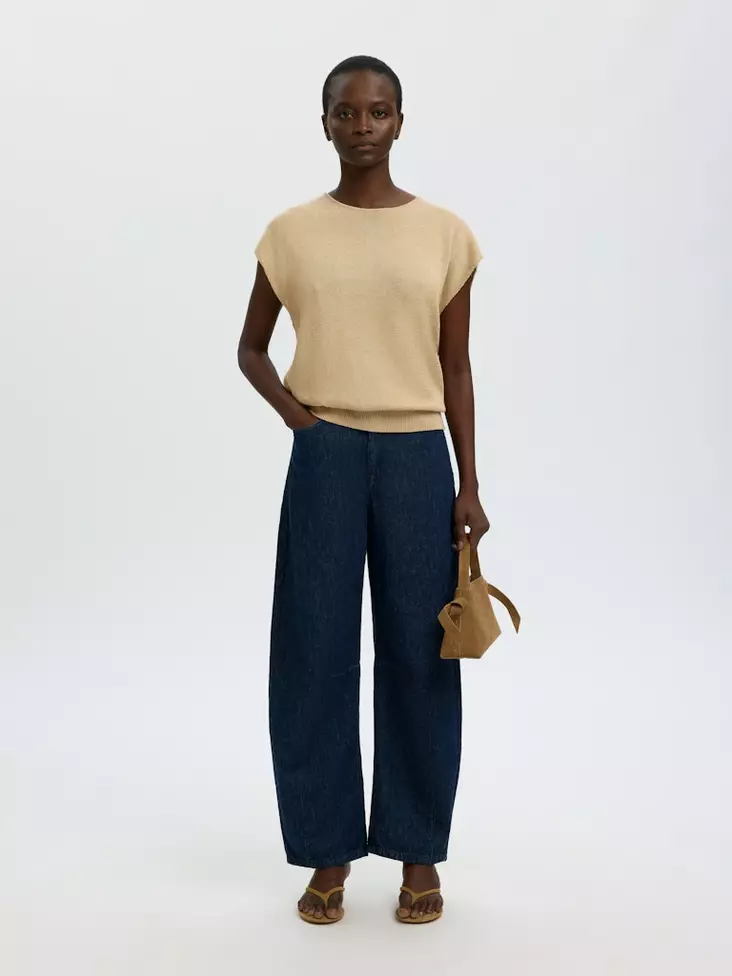 SELECTED WOMEN SLFMIA Neuletoppi Pyöreä Pääntie - Neulepaidat, -tunikat, -mekot - 26316101298WHITEP - 1