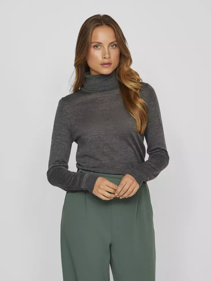 VILA VIMERINA Poolokauluksinen Neulepaita - Neulepaidat, -tunikat, -mekot - 24414099502DARKGR - 1