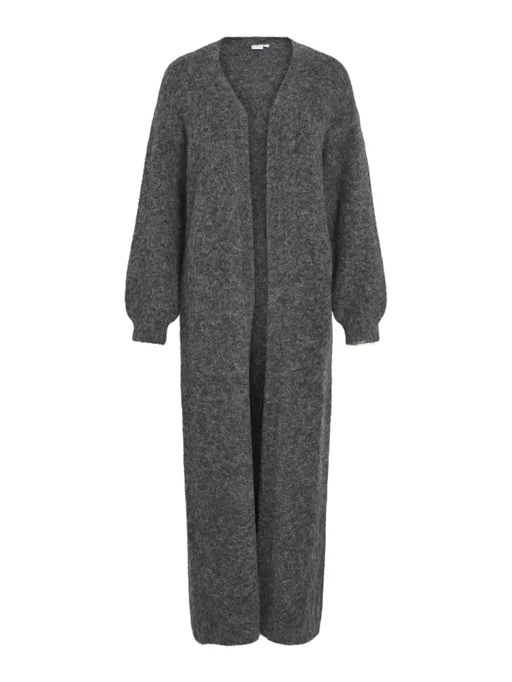 VILA Nynni Pitkä Avoin Neuletakki - Neuletakit - 25614112384DARKGR - 1