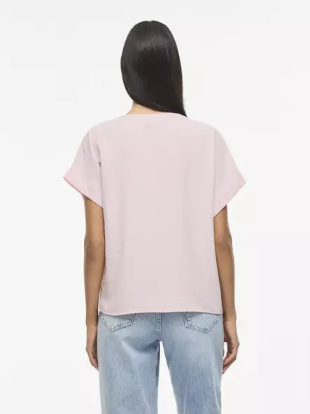 VILA VIJOSA Lyhythihainen Toppi Pyöreä Pääntie - Trikoopaidat ja Collegepaidat - NOS14101663CHERRY - 2