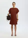 SELECTED WOMEN SLFCALLI Lyhythihainen Minimekko - Trikoomekot ja Collegemekot - 26316101454CHERRY - 1
