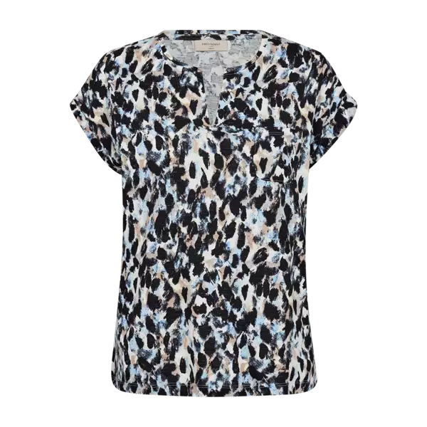 FREE/QUENT Viva Kuosillinen Lyhythihainen Paita - Trikoopaidat ja Collegepaidat - 252205752CHAMBRAY - 1