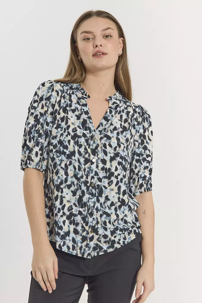 FREE/QUENT Adney Kuosillinen Viskoosipaita - Kangaspaidat - 252205652CHAMBRAY - 1