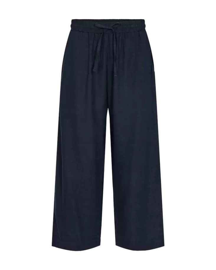 FREE/QUENT FQLAVA Pellavahousut 7/8-lahje - Cropped, 7/8 -lahje - NOS122504NAVYBLAZ - 1